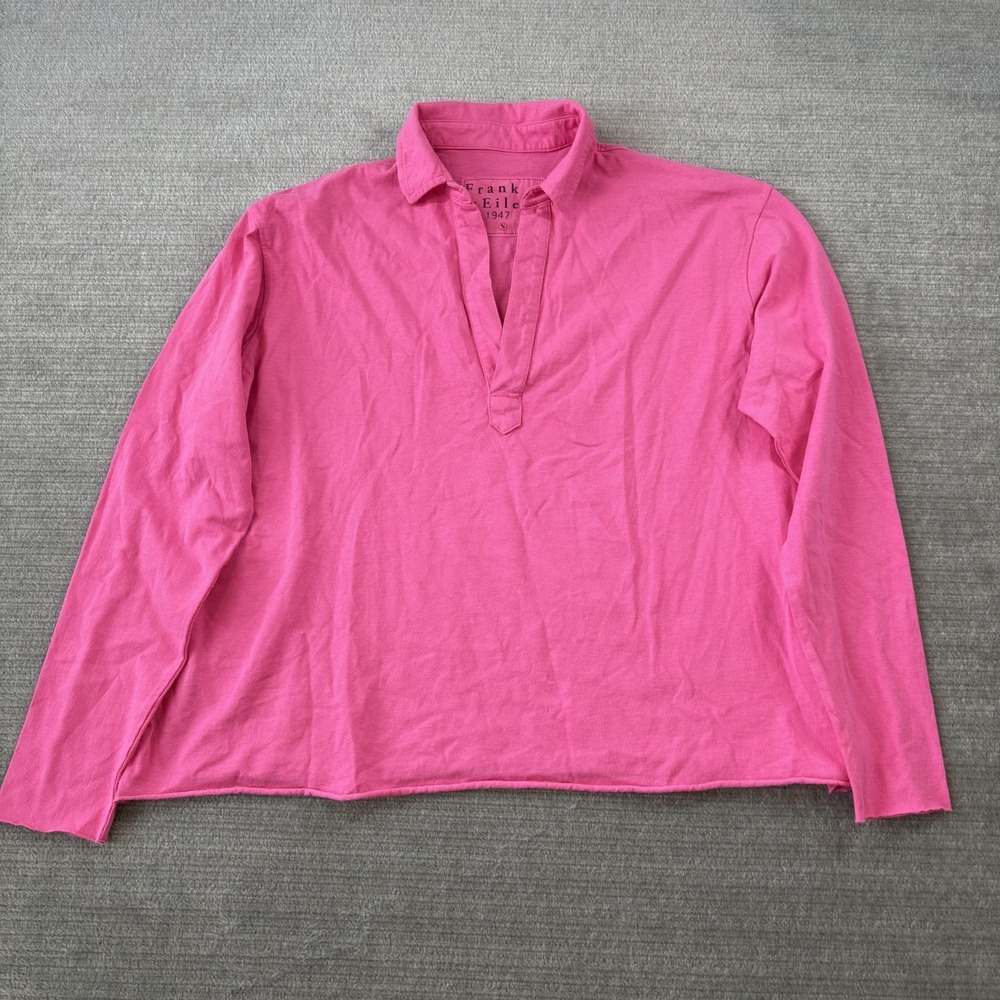 Frank & Eileen Patrick Popover Henley Top Women S Hot Pink Cotton Collared Basic